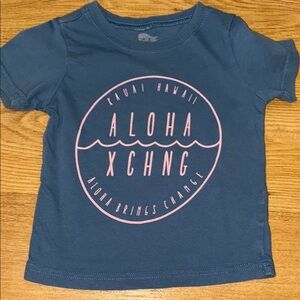 Blue and Pink Short Sleeve Tee with Circular Logo